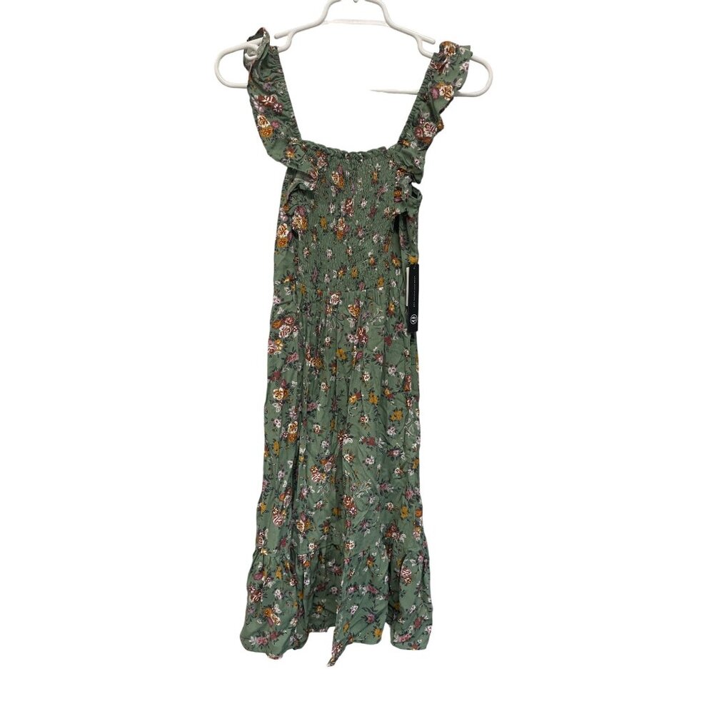 Boutique As U Wish Floral Smocked Sundress Sage Green Rust Size XS Cottagecore